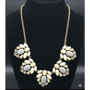 J.Crew Statement Cluster Necklace in Neutral and Gray Crystal 2173